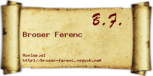 Broser Ferenc névjegykártya